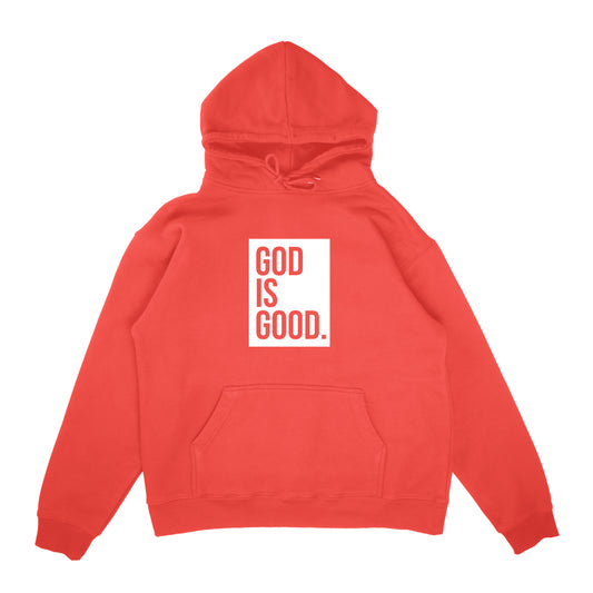 God Is Good Box Logo Hoodie Suburban Red & White